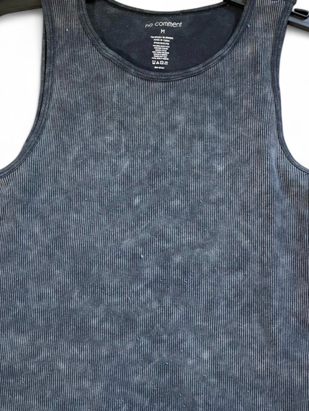 no comment Ribbed Tank Top in Washed Black